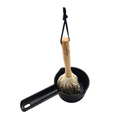 Cast Iron Basting Pot and BBQ Mop Brush, 2 Pc Set Cast  Melting Pot , Pre-Seasoned